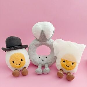 NWT Jellycat Amuseables Boiled Egg Bride,Groom & Amuseables Diamond Ring